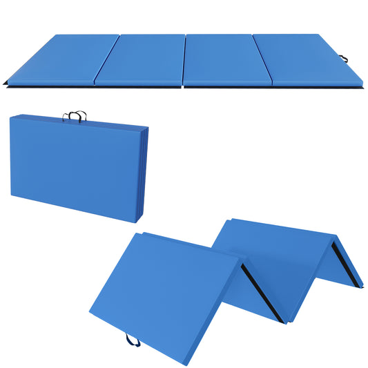Fitvids 10 x 4 Ft 4‑Panel Folding Gymnastics Mat, 2‑Inch Thick Vinyl Exercise Mat with Carrying Handles for Tumbling, Yoga, Pilates, Martial Arts & Home Workouts