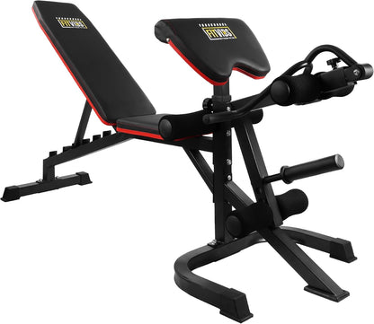 Fitvids 6-Position Adjustable Weight Bench with Leg Extension, Leg Curl Preacher Pad, Multi-Functional Workout Utility Bench for Home Gym Strength Training