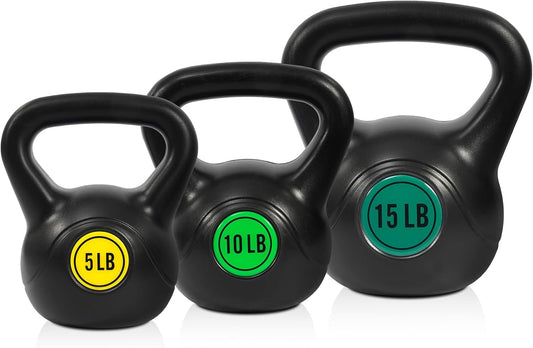 Fitvids 30lbs Kettlebell Set, Solid Weight Kettlebells for Full-Body Strength Training, Home Gym Fitness Workout Weights