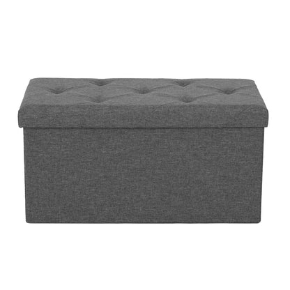 Storage Ottoman Bench with Thicker Foam Padded Seat, Folding Foot Rest for Bedroom & Living Room