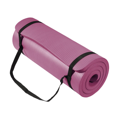 Fitvids 1 Inch Thick Yoga Mat 71x24 Inch - Non Slip Workout Mat with Carry Strap, Multi Colors, Versatile Exercise Mat for Home Gym Pilates Meditation, Suitable for All Skill Level