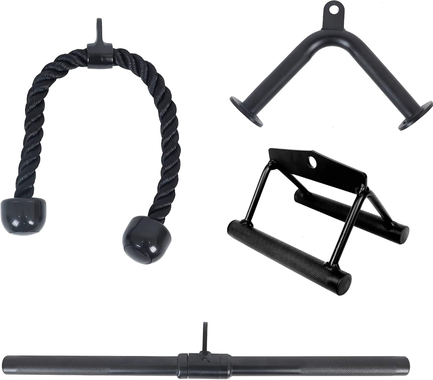 Fitvids 800LB Cable Attachment Set – Tricep Rope, Row Handle, Straight Bar, V Bar for Home Gym