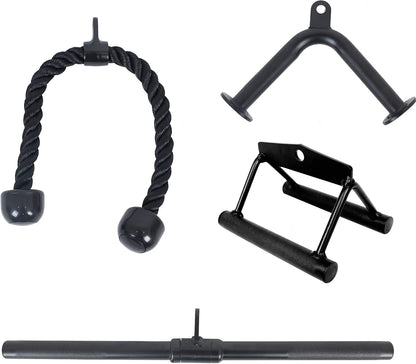 Fitvids 800LB Cable Attachment Set – Tricep Rope, Row Handle, Straight Bar, V Bar for Home Gym