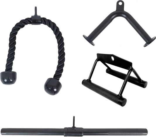 Fitvids 800LB Cable Attachment Set – Tricep Rope, Row Handle, Straight Bar, V Bar for Home Gym