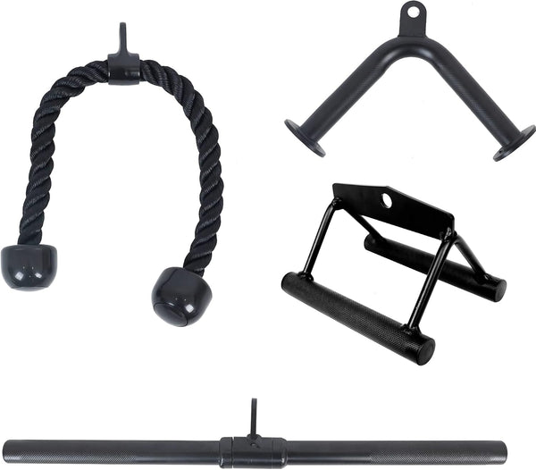 Fitvids 800LB Cable Attachment Set – Tricep Rope, Row Handle, Straight Bar, V Bar for Home Gym