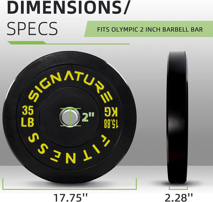 Fitvids 2‑Inch Olympic Rubber Bumper Weight Plates Pair, 35 lbs for Home Gym Strength Training