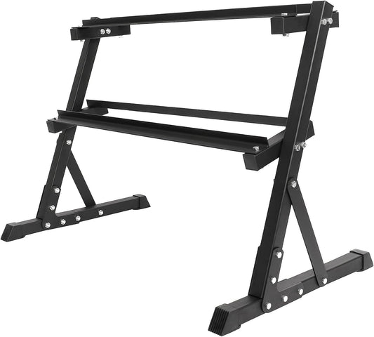 Fitvids 2-Tier Dumbbell Rack for Home Gym | Heavy-Duty Steel Weight Storage Stand, Hold 5 Pairs Hex Dumbbells, Fits 5-35lb, 5-50lb, 5-75lb Dumbbell Set