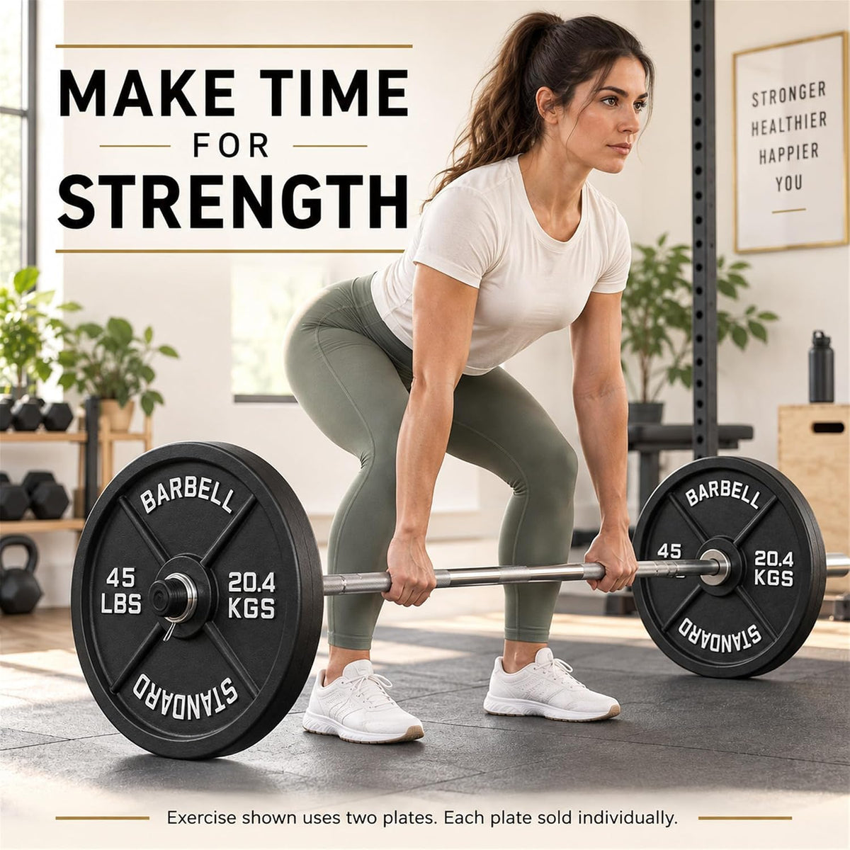 Fitvids 2-Inch Olympic Cast Iron Plate Weight Plate for Strength Training, Weightlifting and Crossfit
