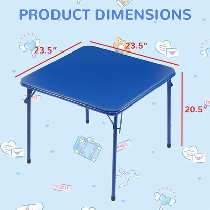 Foldable Kids Square Activity Table 23.5 Inch, Vinyl Padded Top, Indoor & Outdoor Table for Picnic Playtime and Learning