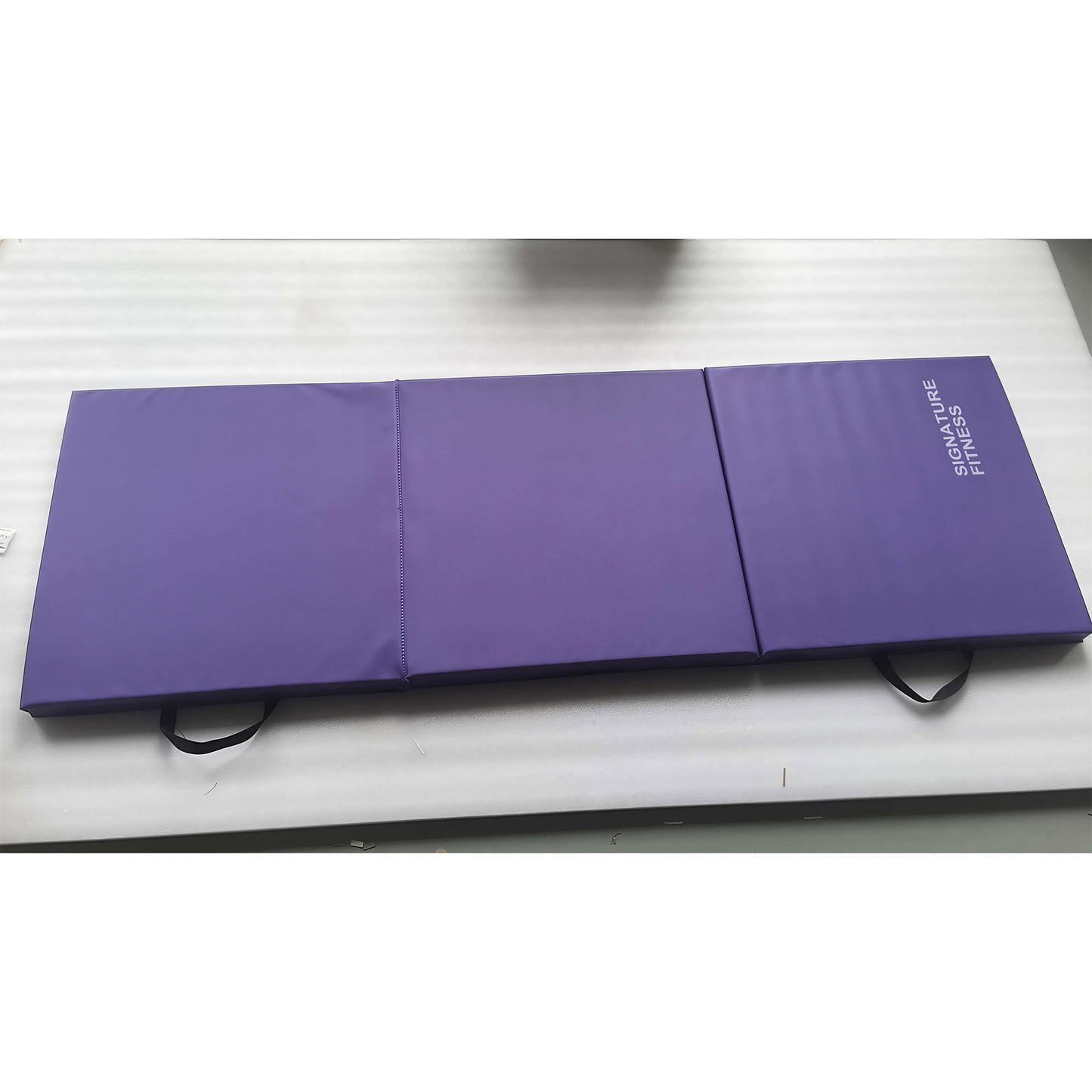 Signature Fitness 6ft x 2ft Three Fold Folding Exercise Mat with Carrying Handles for MMA, Gymnastics and Home Gym Protective Flooring, 2-inch Thick
