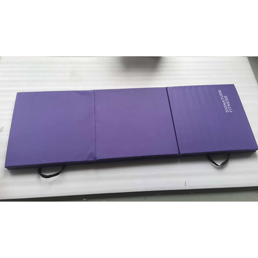 Signature Fitness 6ft x 2ft Three Fold Folding Exercise Mat with Carrying Handles for MMA, Gymnastics and Home Gym Protective Flooring, 2-inch Thick