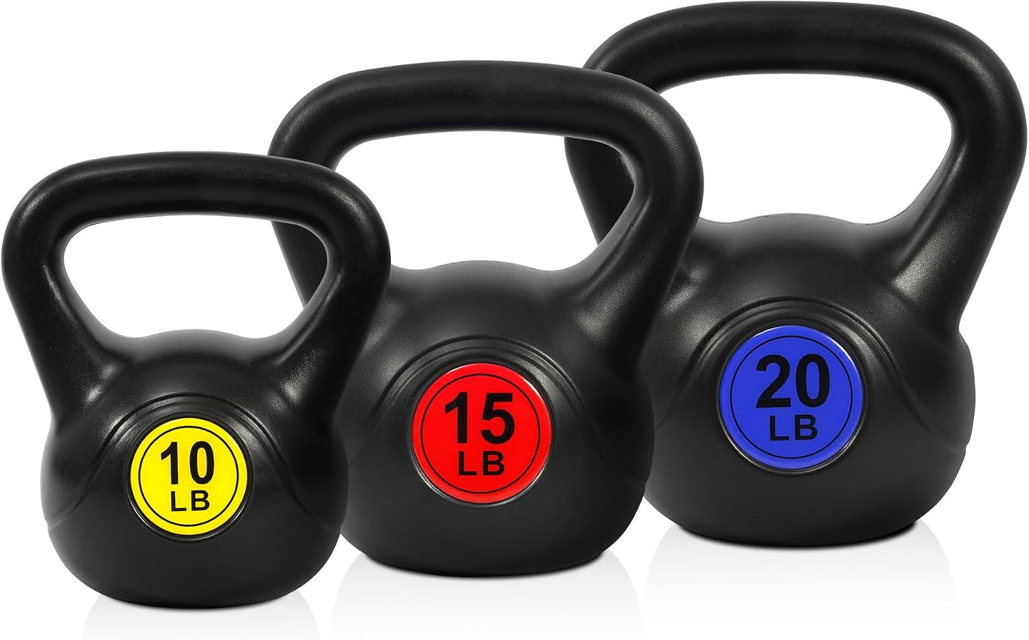 Fitvids 45lbs Kettlebell Set, Solid Weight Kettlebells for Full-Body Strength Training, Home Gym Fitness Workout Weights