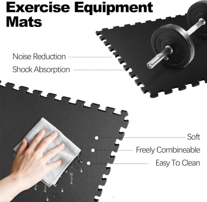 Fitvids 3/4 inch Interlocking EVA Foam Gym Floor Tiles, Shock Absorbing Puzzle Exercise Mat for Home Gym, Workout Equipment, Kids Play Areas