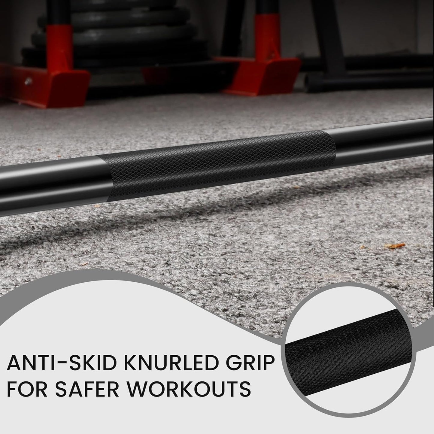 Fitvid Stardard 7 FT Barbell for Weightlifting and Power Lifting, 300 Pound Capacity
