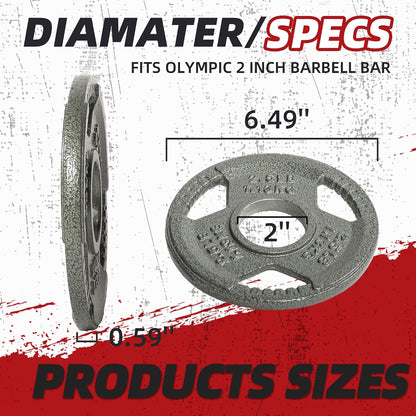 Fitvids Cast Iron 2-Inch Olympic Weight Plate for Strength Training & Weightlifting, Multiple Weights Available