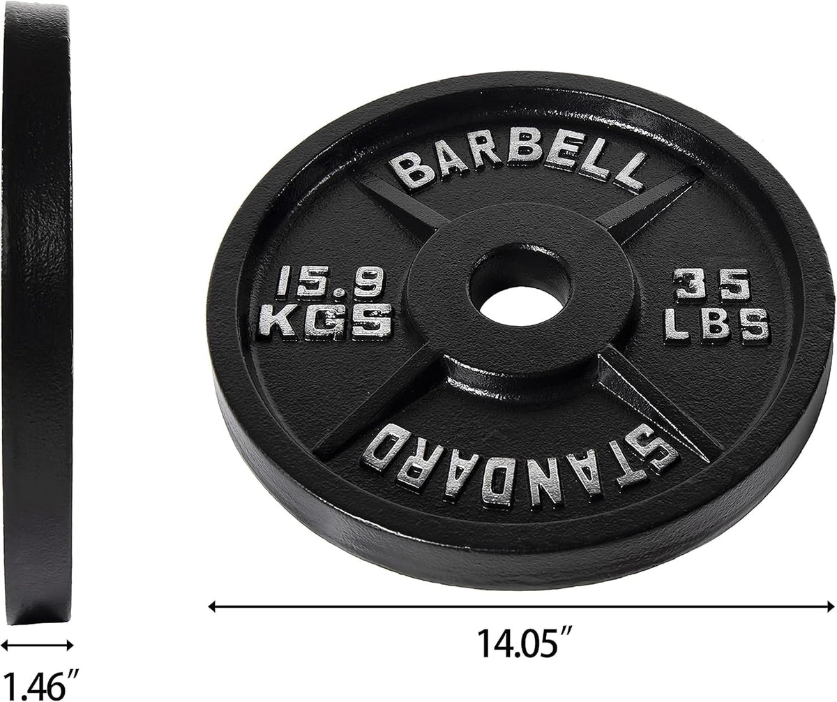 Fitvids 2-Inch Olympic Cast Iron Plate Weight Plate for Strength Training, Weightlifting and Crossfit