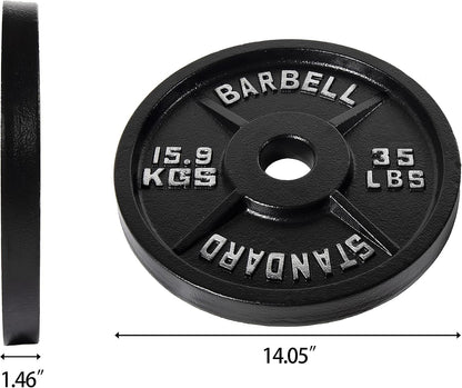 Fitvids 2-Inch Olympic Cast Iron Plate Weight Plate for Strength Training, Weightlifting and Crossfit