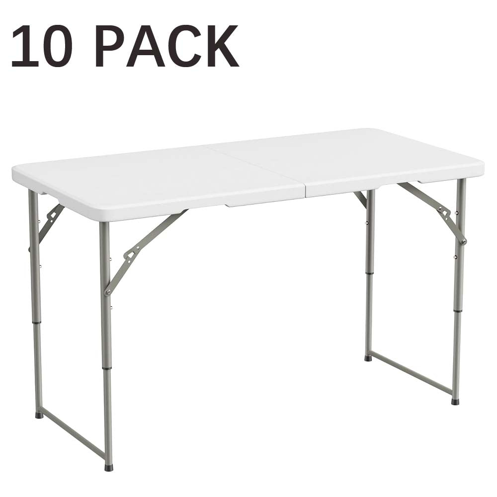 Bulk Buy 6FT Level Adjustable Height Fold-in-Half Folding Table, 6FT Heavy Duty Portable Table for Indoor Outdoor Camping Picnic Party Dining Events