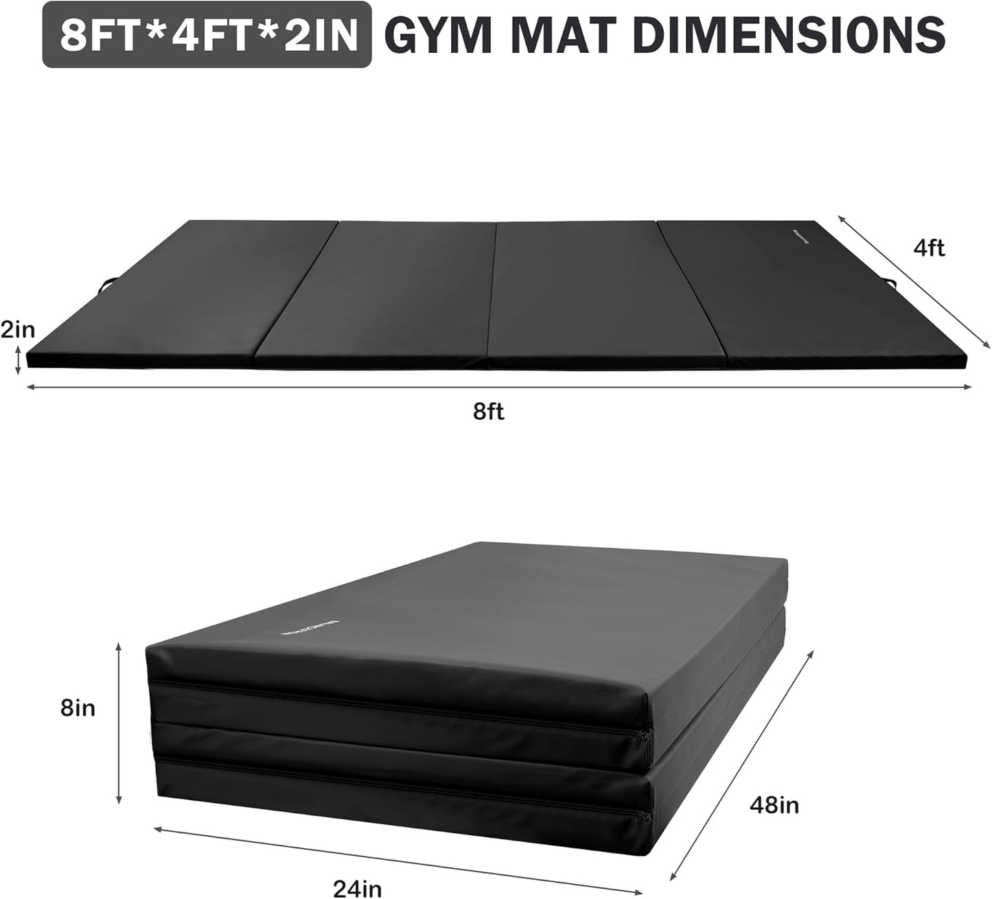 Fitvids Gymnastics Tumbling Mats 4-Panel Foldable Gymnastics Mat Portable Training Mat