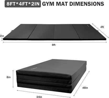 Fitvids Gymnastics Tumbling Mats 4-Panel Foldable Gymnastics Mat Portable Training Mat
