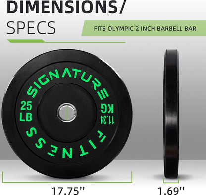 Fitvids 2‑Inch Olympic Rubber Bumper Weight Plates Pair, 25 lbs for Home Gym Strength Training