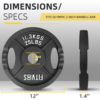 Fitvids Olympic 1-Inch Weight Plates, Cast Iron & Rubber Coated