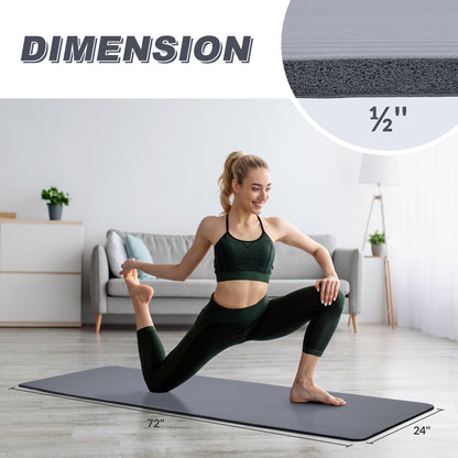 Fitvids 1/2-Inch Extra Thick High Density Yoga Mat, Anti-Tear Workout Exercise Mat with Carrying Strap for All Yoga & Fitness Workouts