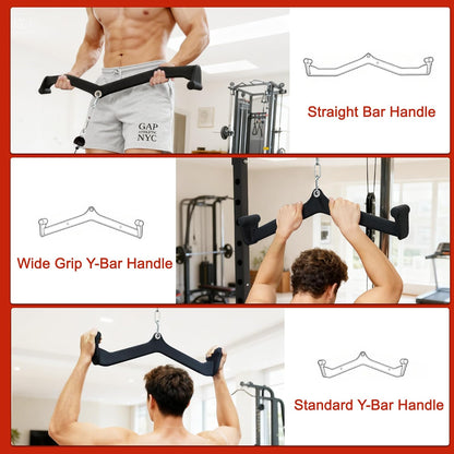 Fitvids 5-PieceBicep Curl Tricep LAT pulldown Bar Back Strength Training Handle Grips LAT Pull Down Bar For Seat Row Workout
