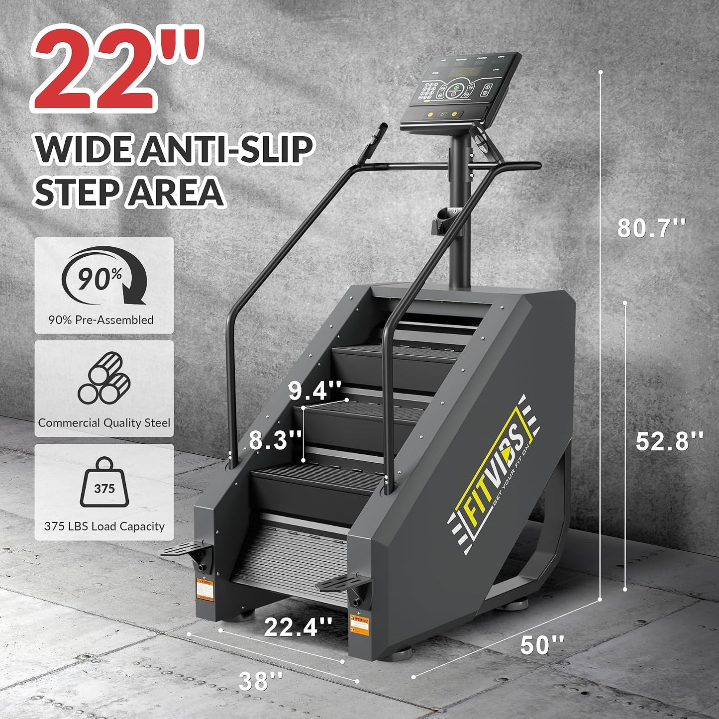 Fitvids Commercial Grade Stair Stepper Stair Climber Machine 15 Resistance Levels, LED Screen Cardio Exercise Equipment for Lower Body Workout Home Gym (Copy)