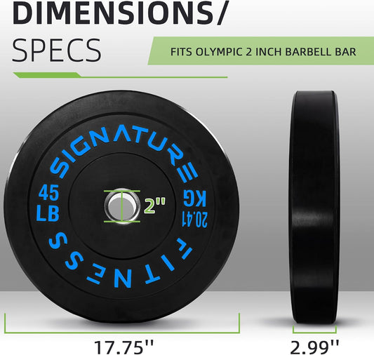 Fitvids 2‑Inch Olympic Rubber Bumper Weight Plates Pair, 45 lbs for Home Gym Strength Training