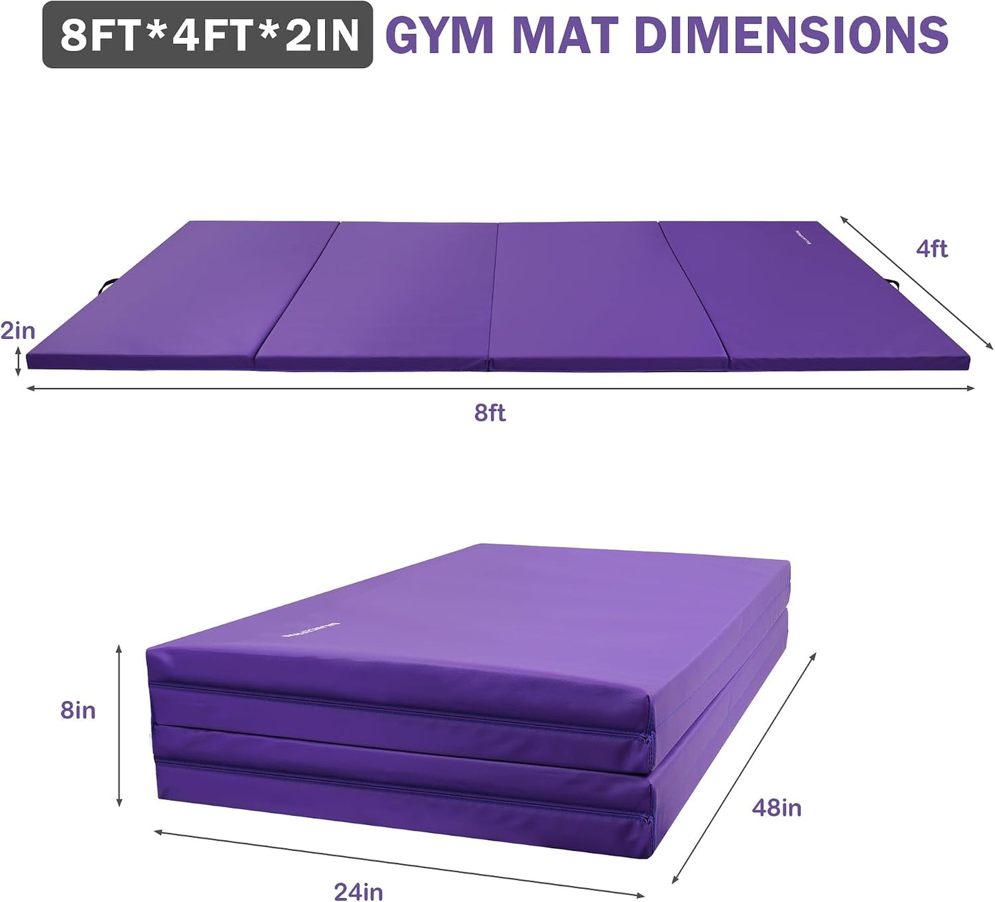 Fitvids Gymnastics Tumbling Mats 4-Panel Foldable Gymnastics Mat Portable Training Mat