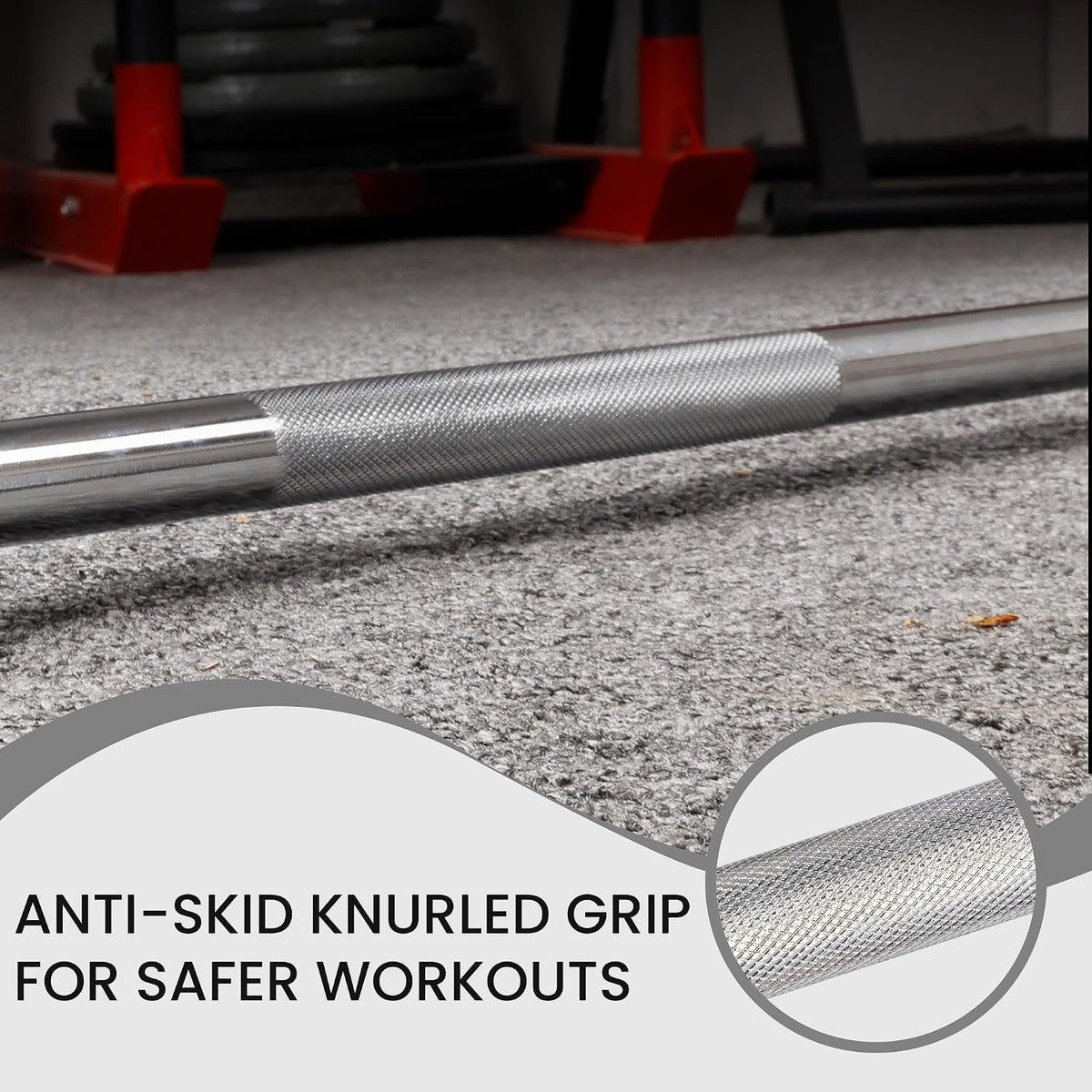 Fitvids 1 Inch Standard Barbell Bar, 5 Feet Weight Lifting Bar for Home Gym Strength Training, Bench Press, 300LBS Capacity