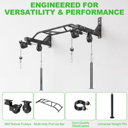 Fitvids Wall Mounted Pull Up Bar, Heavy Duty Multi-Grip Chin Up Bar for Home Gym, 450 LBS Weight Capacity Upper Body Strength Training Equipment with Multiple Grip Options