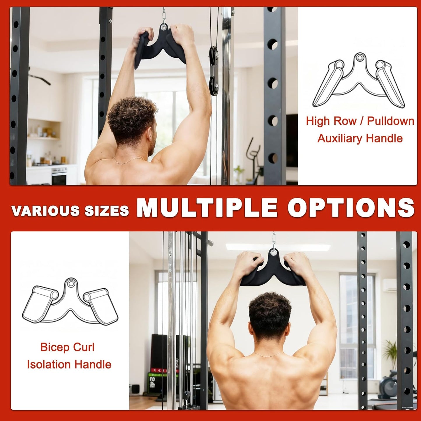 Fitvids 5-PieceBicep Curl Tricep LAT pulldown Bar Back Strength Training Handle Grips LAT Pull Down Bar For Seat Row Workout
