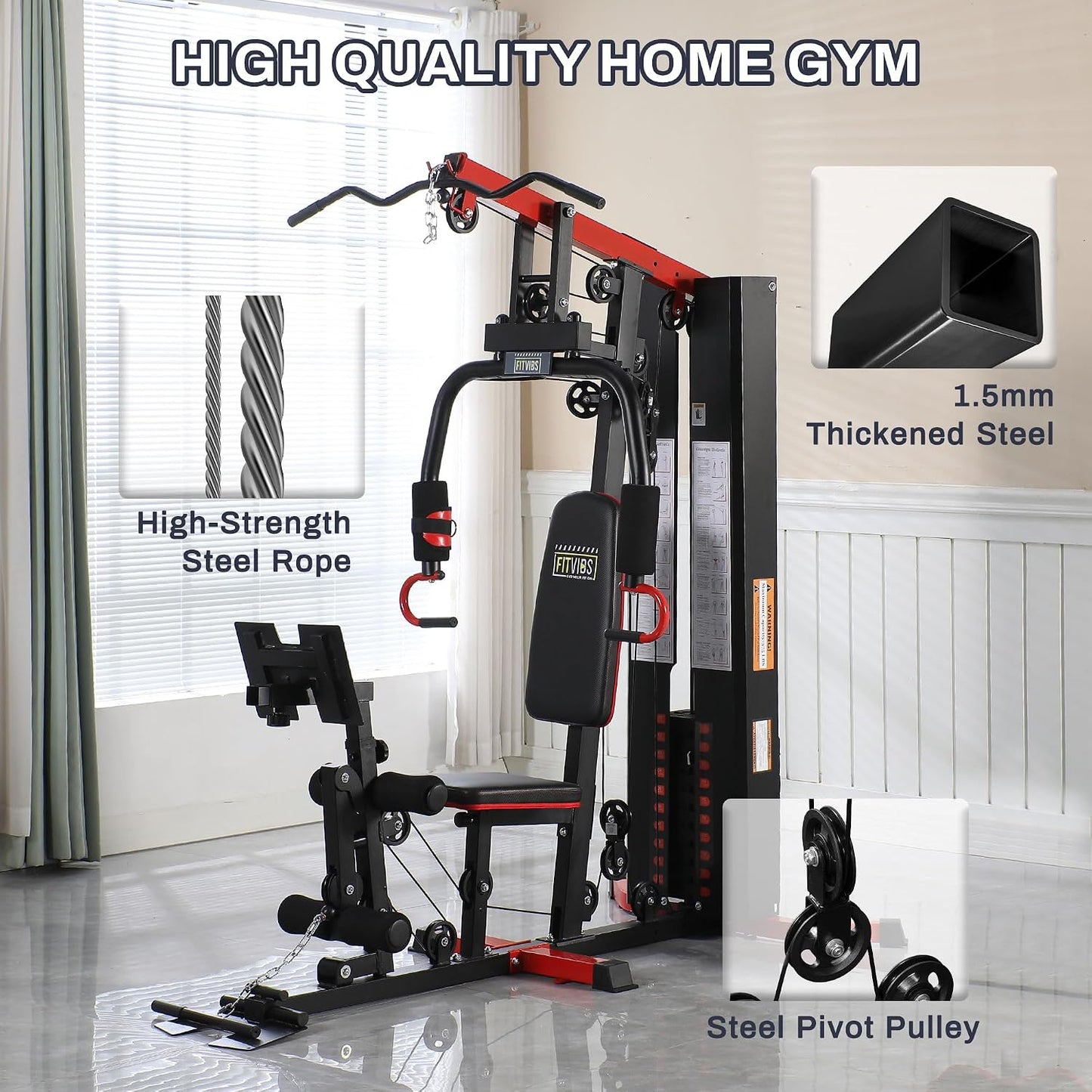 Fitvids Multifunctional All-in-One Home Gym with Pulley System Seated Row Workout Station