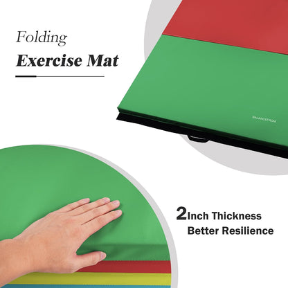 Fitvids Folding Gymnastics Mat 4' x 8' x 2" Thick Exercise Mat with Carrying Handles for Tumbling Workout