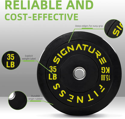 Fitvids 2‑Inch Olympic Rubber Bumper Weight Plates Pair, 35 lbs for Home Gym Strength Training