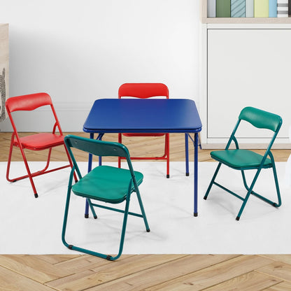 Foldable Kids Square Activity Table 23.5 Inch, Vinyl Padded Top, Indoor & Outdoor Table for Picnic Playtime and Learning