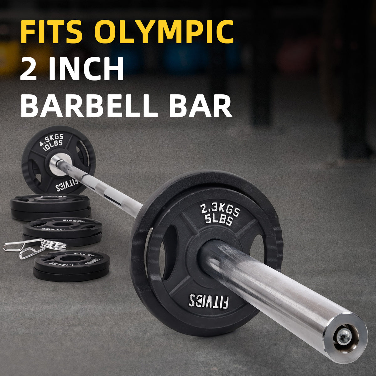 Fitvids Olympic 1-Inch Weight Plates, Cast Iron & Rubber Coated
