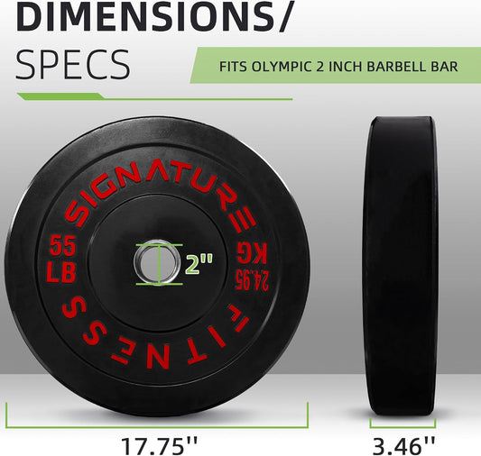 Fitvids 2‑Inch Olympic Rubber Bumper Weight Plates Pair, 55 lbs for Home Gym Strength Training