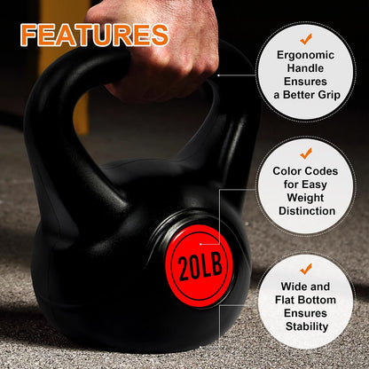 Fitvids 50lbs Kettlebell Set, Solid Weight Kettlebells for Full-Body Strength Training, Home Gym Fitness Workout Weights