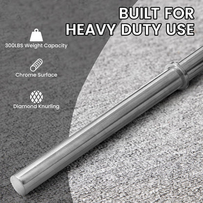 Fitvids 1 Inch Standard Barbell Bar, 5 Feet Weight Lifting Bar for Home Gym Strength Training, Bench Press, 300LBS Capacity
