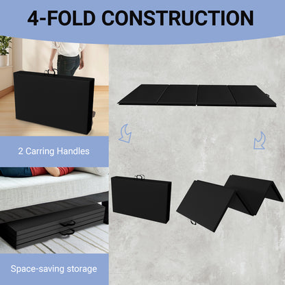 Fitvids 10 x 4 Ft 4‑Panel Folding Gymnastics Mat, 2‑Inch Thick Vinyl Exercise Mat with Carrying Handles for Tumbling, Yoga, Pilates, Martial Arts & Home Workouts