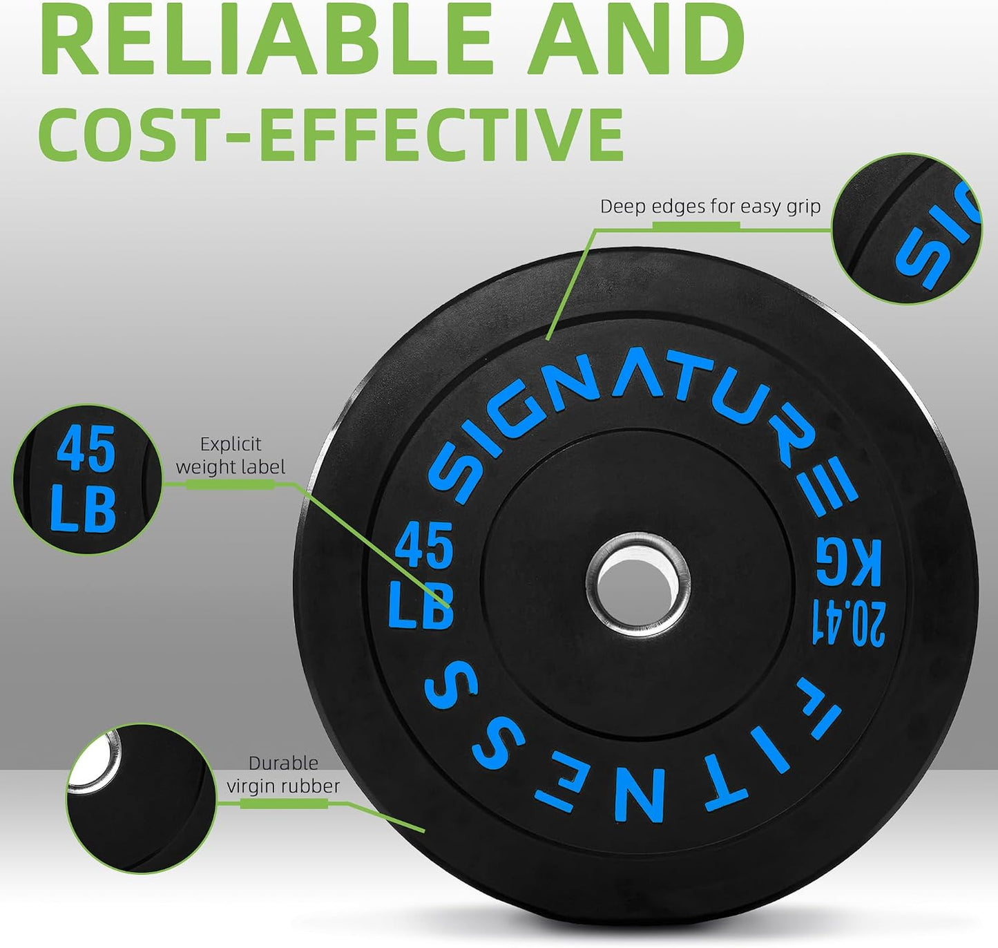 Fitvids 2‑Inch Olympic Rubber Bumper Weight Plates Pair, 45 lbs for Home Gym Strength Training