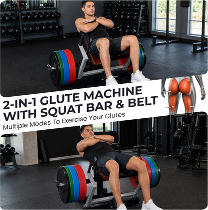 Fitvids Upgraded Heavy‑Duty Plate‑Loaded Hip Thrust Glute Bridge Machine Home Gym Glute Builder for Butt Shaping Muscle Training