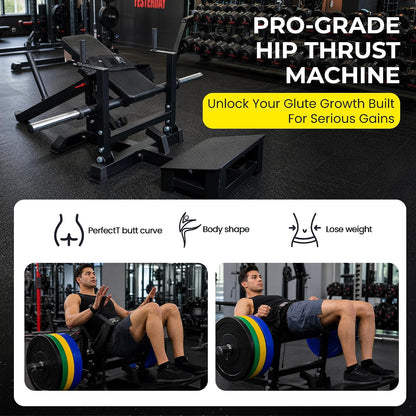 Fitvids Plate-Loaded Glute Bridge Hip Thrust Machine, Fully Upgraded Heavy Duty Glute Trainer, Professional Sports Training Equipment for Home Gym Butt Shaping and Muscle Growth