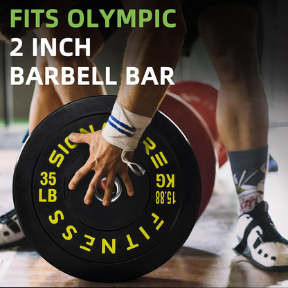 Fitvids 2‑Inch Olympic Rubber Bumper Weight Plates Pair, 35 lbs for Home Gym Strength Training