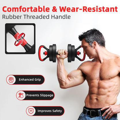 Fitvids 40LBS Multi-Functional Adjustable Dumbbell Set, Convertible Dumbbell, Barbell & Kettlebell Portable Free Weight Set for Home Gym Workouts