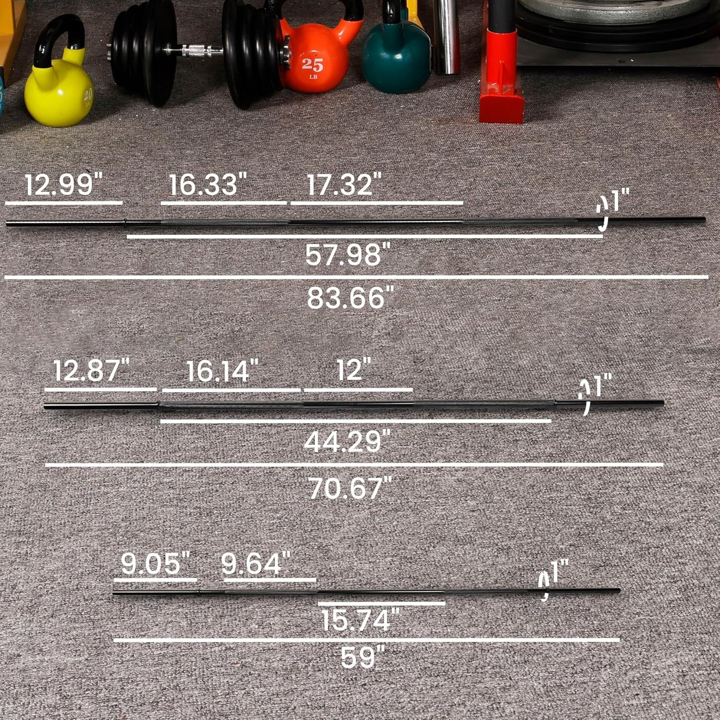 Fitvid Stardard 7 FT Barbell for Weightlifting and Power Lifting, 300 Pound Capacity