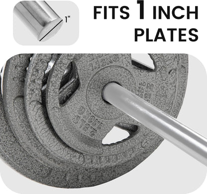 Fitvids 1 Inch Standard Barbell Bar, 5 Feet Weight Lifting Bar for Home Gym Strength Training, Bench Press, 300LBS Capacity